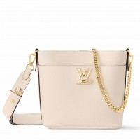 Louis Vuitton Lock and Walk Bag in White Grained Leather M24638 Louis Vuitton Lock and Walk Bag in White Grained Leather M24638