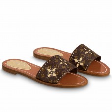 Louis Vuitton Lock It Flat Mules In Perforated Monogram Canvas Louis Vuitton Lock It Flat Mules In Perforated Monogram Canvas