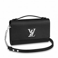 Louis Vuitton Lockme Clutch In Black Calfskin M56088 Louis Vuitton Lockme Clutch In Black Calfskin M56088