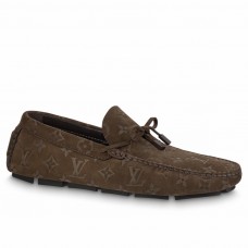 Louis Vuitton LV Driver Moccasin In Brown Monogram Suede Leather Louis Vuitton LV Driver Moccasin In Brown Monogram Suede Leather