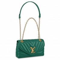 Louis Vuitton LV New Wave Chain MM Bag In Green Leather M58664 Louis Vuitton LV New Wave Chain MM Bag In Green Leather M58664