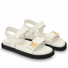 Louis Vuitton LV Sunset Comfort Flat Sandals In White Leather Louis Vuitton LV Sunset Comfort Flat Sandals In White Leather