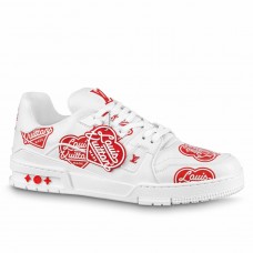 Louis Vuitton LV Trainer Sneakers with Red Heart Logo Louis Vuitton LV Trainer Sneakers with Red Heart Logo