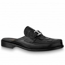 Louis Vuitton Major Open-back Loafers In Black Leather Louis Vuitton Major Open-back Loafers In Black Leather