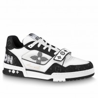 Louis Vuitton Men's LV Trainer Sneakers in Black Denim with Mesh Louis Vuitton Men's LV Trainer Sneakers in Black Denim with Mesh