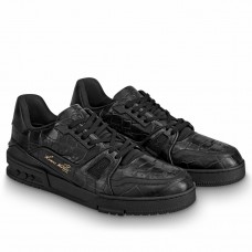 Louis Vuitton Men's LV Trainer Sneakers In Crocodile Embossed Leather Louis Vuitton Men's LV Trainer Sneakers In Crocodile Embossed Leather