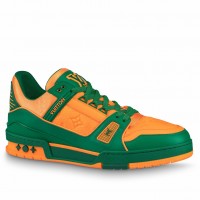 Louis Vuitton Men's LV Trainer Sneakers In Orange Monogram Leather Louis Vuitton Men's LV Trainer Sneakers In Orange Monogram Leather