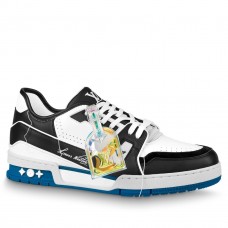 Louis Vuitton Men's LV Trainer Sneakers In White/Black Leather Louis Vuitton Men's LV Trainer Sneakers In White/Black Leather