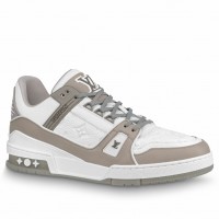 Louis Vuitton Men's LV Trainer Sneakers In White/Grey Leather Louis Vuitton Men's LV Trainer Sneakers In White/Grey Leather