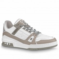 Louis Vuitton Men's LV Trainer Sneakers In White/Grey Leather Louis Vuitton Men's LV Trainer Sneakers In White/Grey Leather