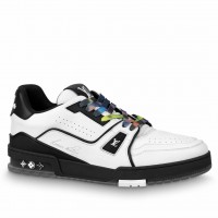 Louis Vuitton Men's White/Black LV Trainer Sneakers with #54 Louis Vuitton Men's White/Black LV Trainer Sneakers with #54