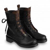 Louis Vuitton Metropolis Flat Ranger Boots In Black Leather Louis Vuitton Metropolis Flat Ranger Boots In Black Leather