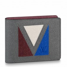 Louis Vuitton Multiple Wallet In Grey Taiga Leather M30799 Louis Vuitton Multiple Wallet In Grey Taiga Leather M30799