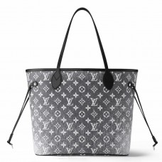 Louis Vuitton Neverfull MM Bag In Grey Monogram Denim M21465 Louis Vuitton Neverfull MM Bag In Grey Monogram Denim M21465