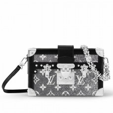 Louis Vuitton Petite Malle Bag In Grey Monogram Denim M21462 Louis Vuitton Petite Malle Bag In Grey Monogram Denim M21462
