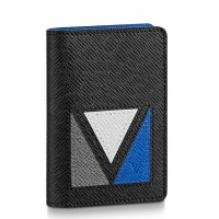 Louis Vuitton Pocket Organizer In Black Taiga Leather M30787 Louis Vuitton Pocket Organizer In Black Taiga Leather M30787