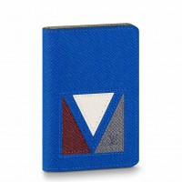 Louis Vuitton Pocket Organizer In Blue Taiga Leather M30790 Louis Vuitton Pocket Organizer In Blue Taiga Leather M30790