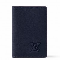 Louis Vuitton Pocket Organizer in Navy Blue LV Aerogram Leather M11489 Louis Vuitton Pocket Organizer in Navy Blue LV Aerogram Leather M11489