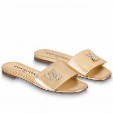 Louis Vuitton Shake Flat Mules In Gold Metallic Lambskin Louis Vuitton Shake Flat Mules In Gold Metallic Lambskin