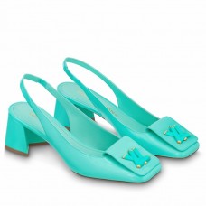 Louis Vuitton Shake Slingback Pumps 55mm In Green Patent Calfskin Louis Vuitton Shake Slingback Pumps 55mm In Green Patent Calfskin