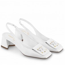 Louis Vuitton Shake Slingback Pumps 55mm In White Patent Calfskin Louis Vuitton Shake Slingback Pumps 55mm In White Patent Calfskin