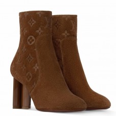 Louis Vuitton Silhouette Ankle Boots in Brown Suede Leather Louis Vuitton Silhouette Ankle Boots in Brown Suede Leather