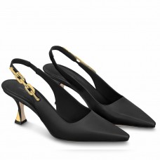 Louis Vuitton Sparkle Slingback Pumps 65mm in Black Leather Louis Vuitton Sparkle Slingback Pumps 65mm in Black Leather