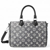Louis Vuitton Speedy Bandouliere 25 Bag In Grey Monogram Denim M21464 Louis Vuitton Speedy Bandouliere 25 Bag In Grey Monogram Denim M21464