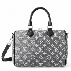 Louis Vuitton Speedy Bandouliere 25 Bag In Grey Monogram Denim M21464 Louis Vuitton Speedy Bandouliere 25 Bag In Grey Monogram Denim M21464