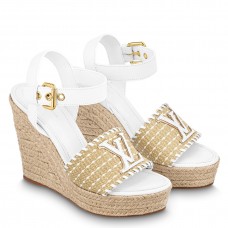 Louis Vuitton Starboard Wedge Sandals In Raffia Louis Vuitton Starboard Wedge Sandals In Raffia