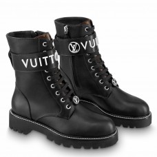 Louis Vuitton Territory Flat Ranger Boots In Black Leather Louis Vuitton Territory Flat Ranger Boots In Black Leather