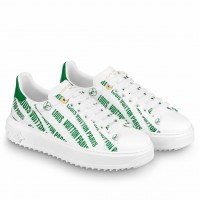 Louis Vuitton Time Out Sneakers In Green Printed Leather Louis Vuitton Time Out Sneakers In Green Printed Leather
