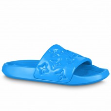 Louis Vuitton Waterfront Mules In Blue Monogram Rubber Louis Vuitton Waterfront Mules In Blue Monogram Rubber