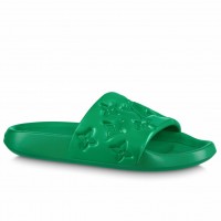 Louis Vuitton Waterfront Mules In Green Monogram Rubber Louis Vuitton Waterfront Mules In Green Monogram Rubber