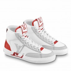 Louis Vuitton White Charlie Sneaker Boots With Red Detail Louis Vuitton White Charlie Sneaker Boots With Red Detail