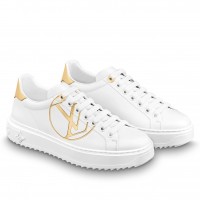 Louis Vuitton White Time Out Sneakers with Gold Signature Louis Vuitton White Time Out Sneakers with Gold Signature