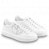 Louis Vuitton White Time Out Sneakers with Silver Signature Louis Vuitton White Time Out Sneakers with Silver Signature