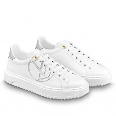 Louis Vuitton White Time Out Sneakers with Silver Signature Louis Vuitton White Time Out Sneakers with Silver Signature