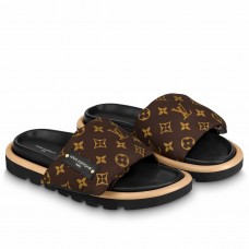 Louis Vuitton Women's Pool Pillow Flat Comfort Mules In Monogram Nylon Louis Vuitton Women's Pool Pillow Flat Comfort Mules In Monogram Nylon