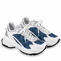 Louis Vuitton Women's Run 55 Sneakers In Blue Monogram Denim Louis Vuitton Women's Run 55 Sneakers In Blue Monogram Denim
