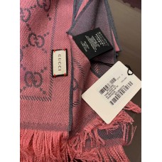 Gucci Graphite With Pink GG Wool Scarf