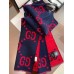 Gucci Blue/Red GG Jacquard Wool Silk Scarf