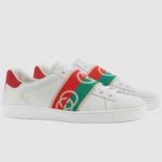 Gucci Men's White Ace Sneakers With Elastic Web