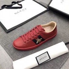 Gucci Men's Ace Embroidered Bees Red Sneaker