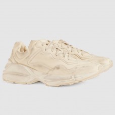 Gucci Men's Rhyton Sneaker In Ivory Leather