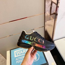 Gucci Men's Rhyton Sneakers With Iridescent Vintage Gucci Logo