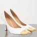 Bottega Veneta White Quilted Pumps With Metal Toe