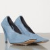 Bottega Veneta Squared Toe Pumps 85mm In Blue Leather