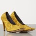 Bottega Veneta Squared Toe Pumps 85mm In Gold Leather