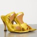 Bottega Veneta Square Toe Mules In Gold Leather